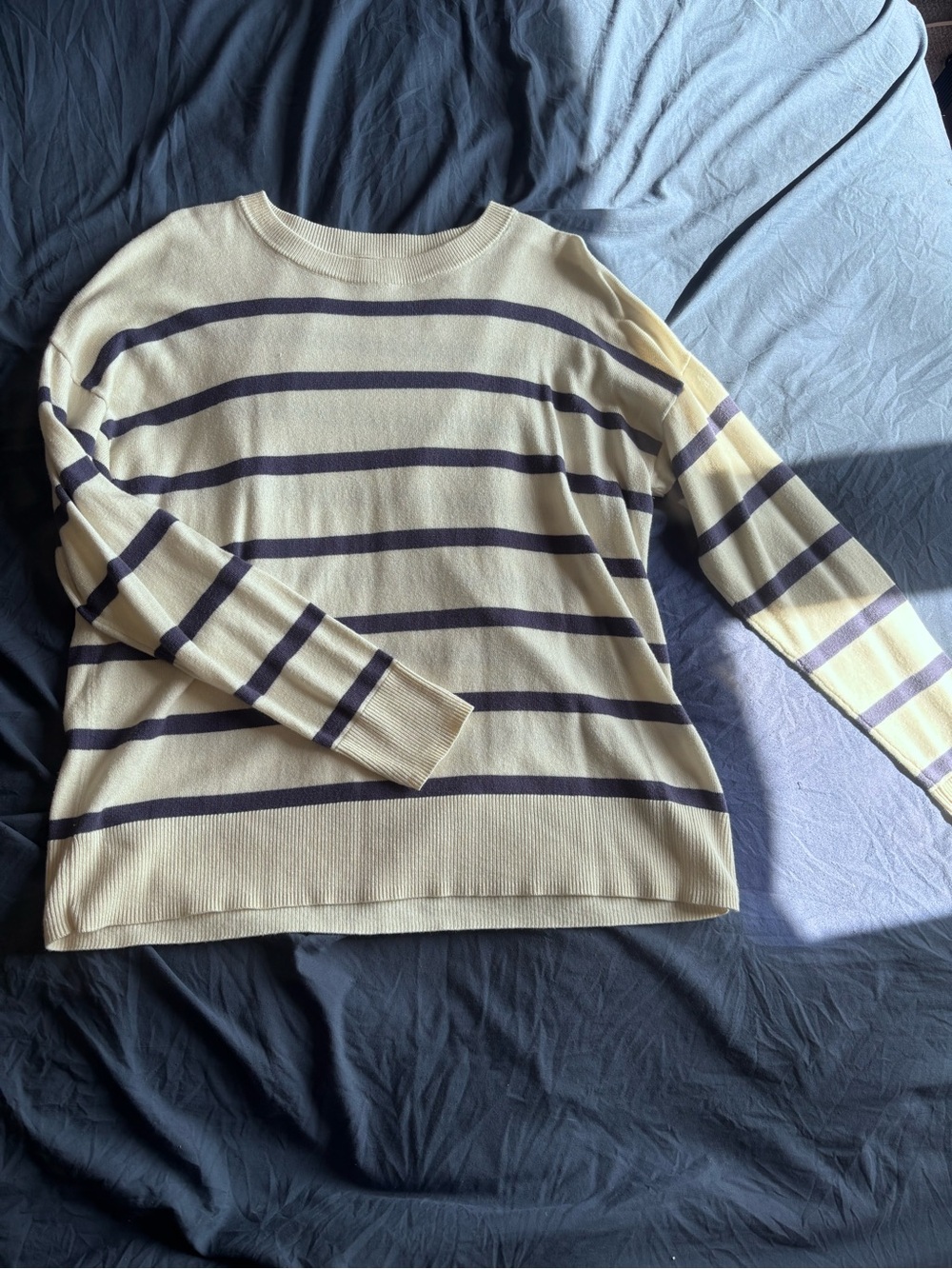 Reitmans Cream Sweater with Navy Stripes